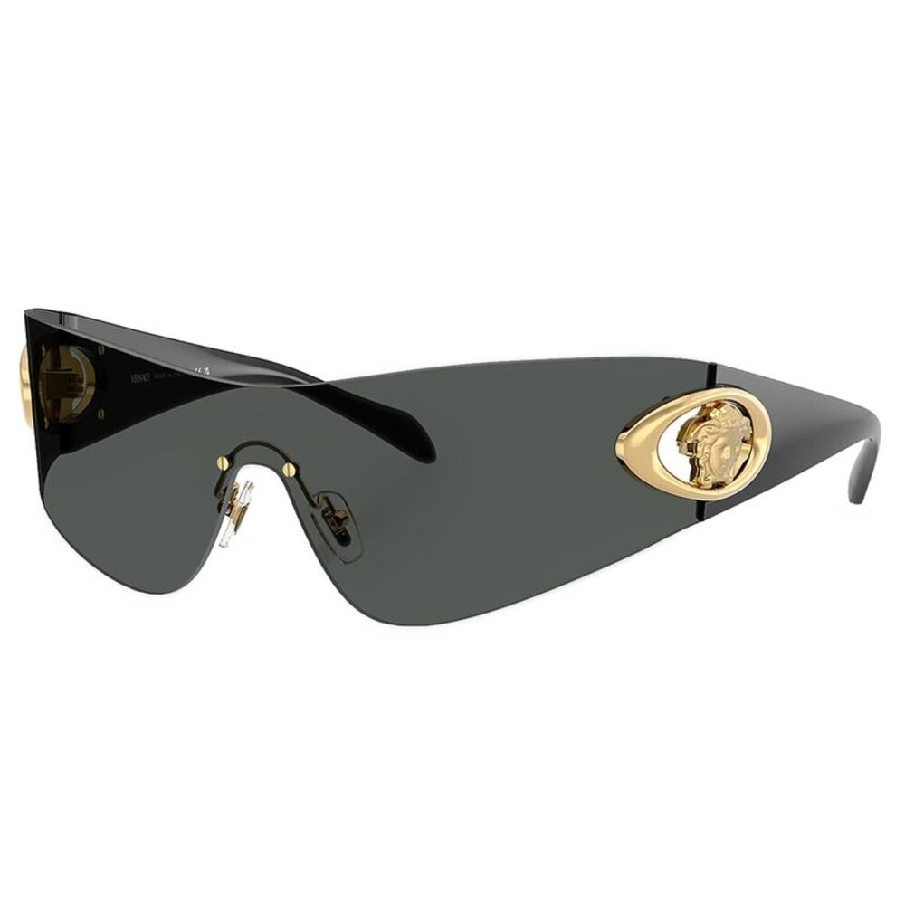 Versace VE 2280 100287 Dark Grey Plastic Shield Sunglasses Grey Lens